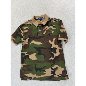 Ralph Lauren Camouflage Short Sleeve Oxford Polo Shirt (Boy's Medium 10/12) Gree